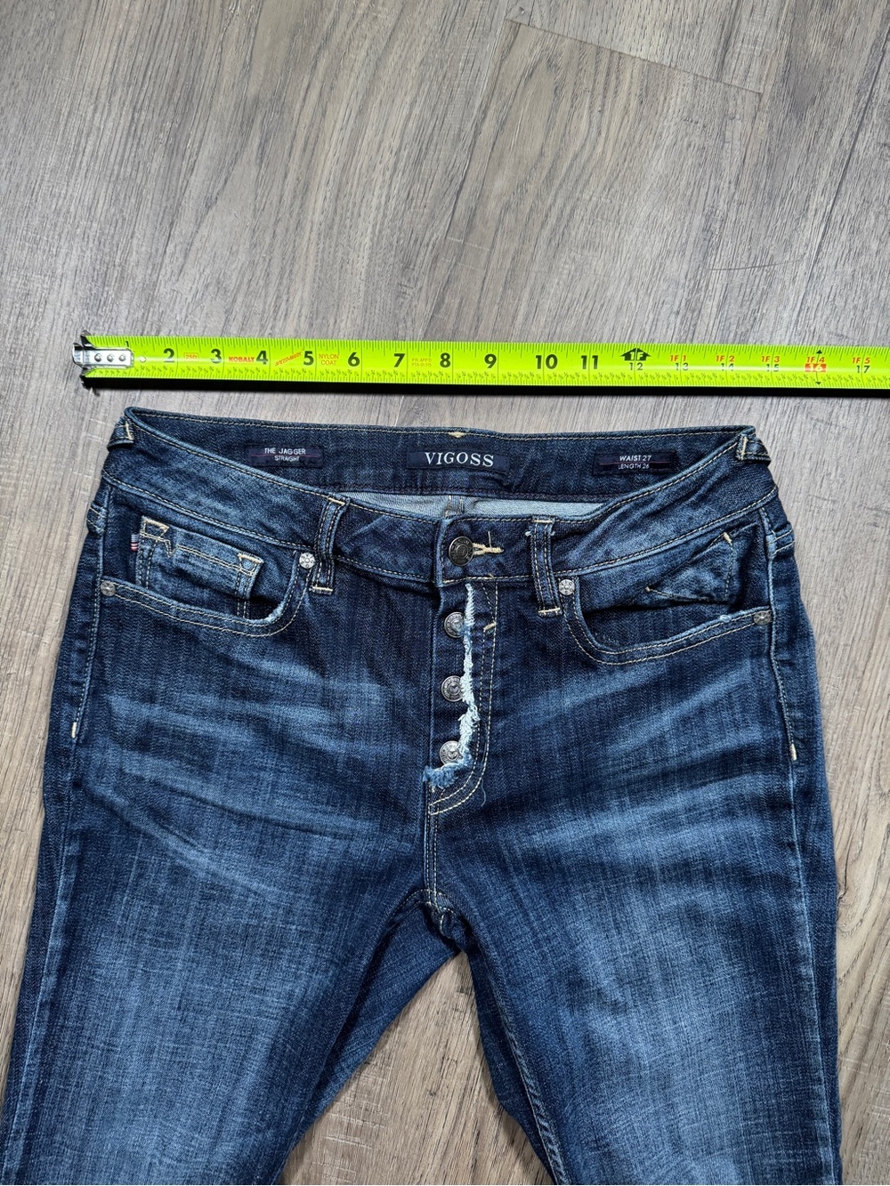 Vigoss THE JAGGER Straight Women's Distressed Button Fly Jeans - Size W27 / L26 - Picture 4 of 14